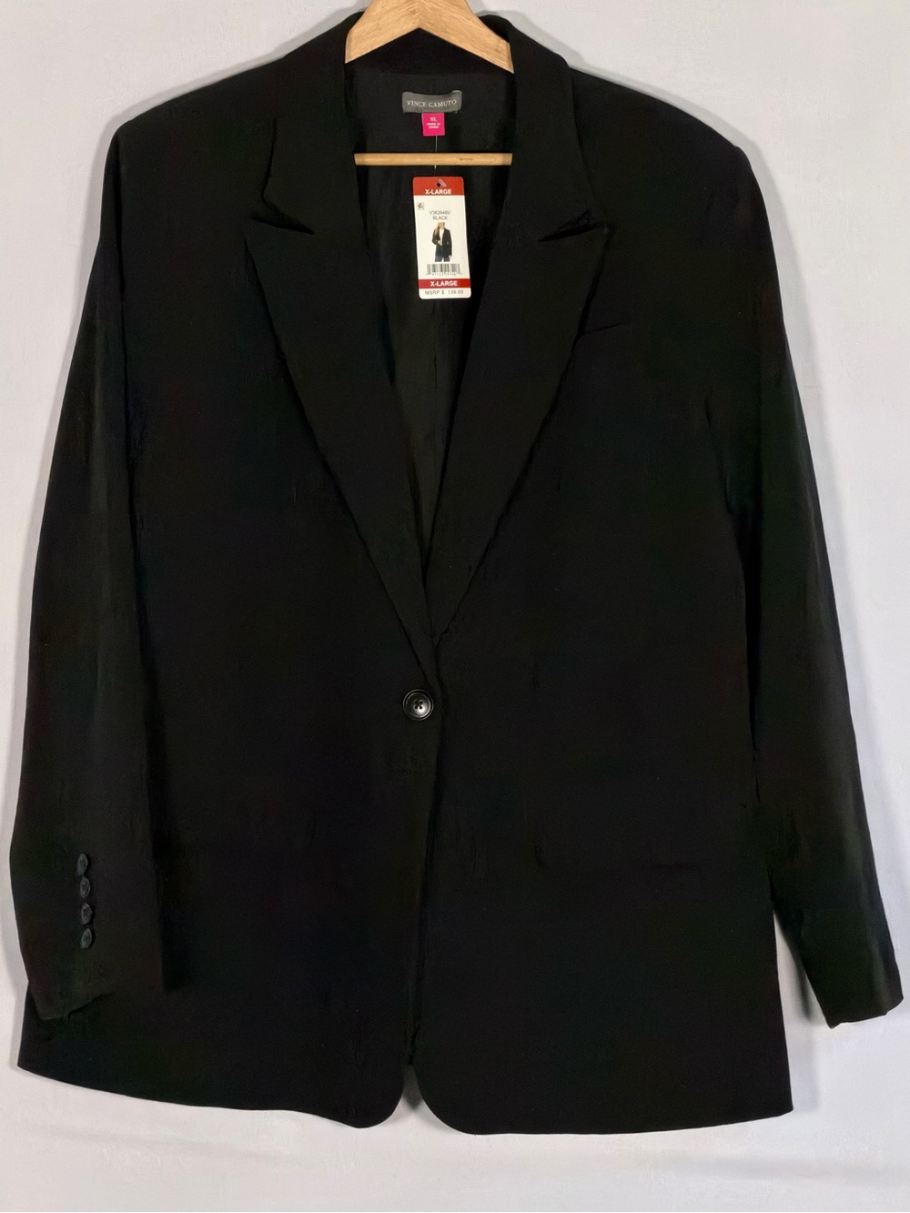 NWT Vince Camuto Black One Button Blazer Women’s XL Stretch Career Jacket